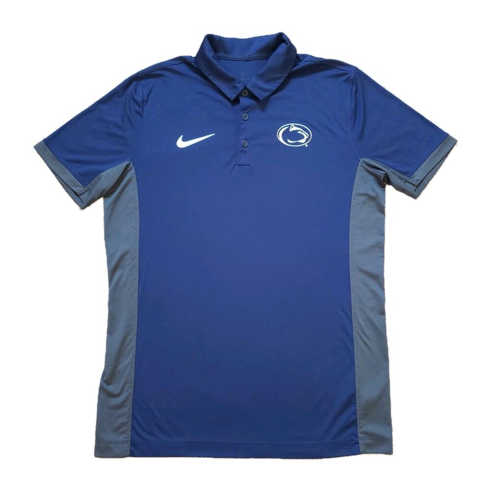 Nike Dri-Fit Penn State Nittany Lions Size Medium Mens Blue Polo Shirt PSU NCAA